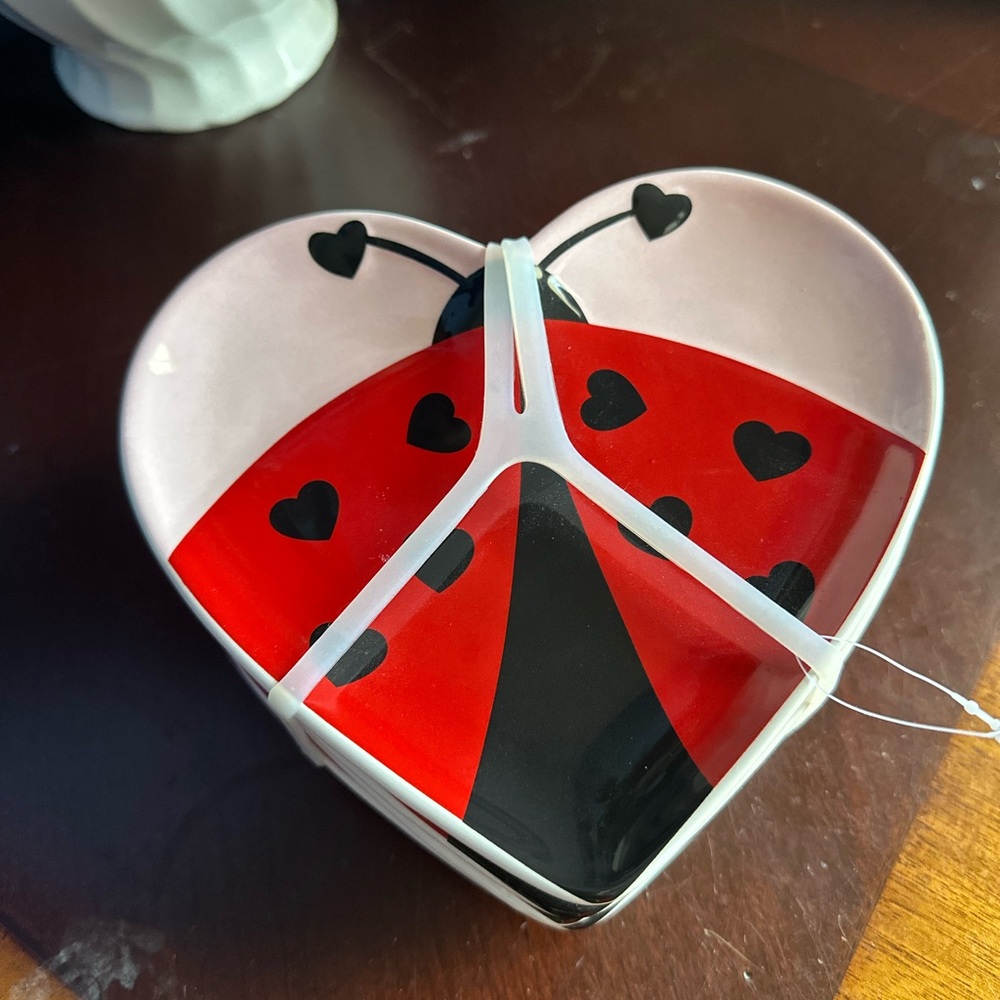 SHELLFIELD HOME ladybug pink red hearts jewelry dish tray coasters decor 4 piece - Picture 2 of 5